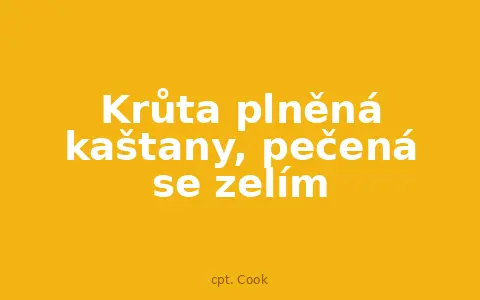 Krůta plněná kaštany, pečená se zelím