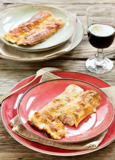 Palačinkové trubičky plněné mortadellou